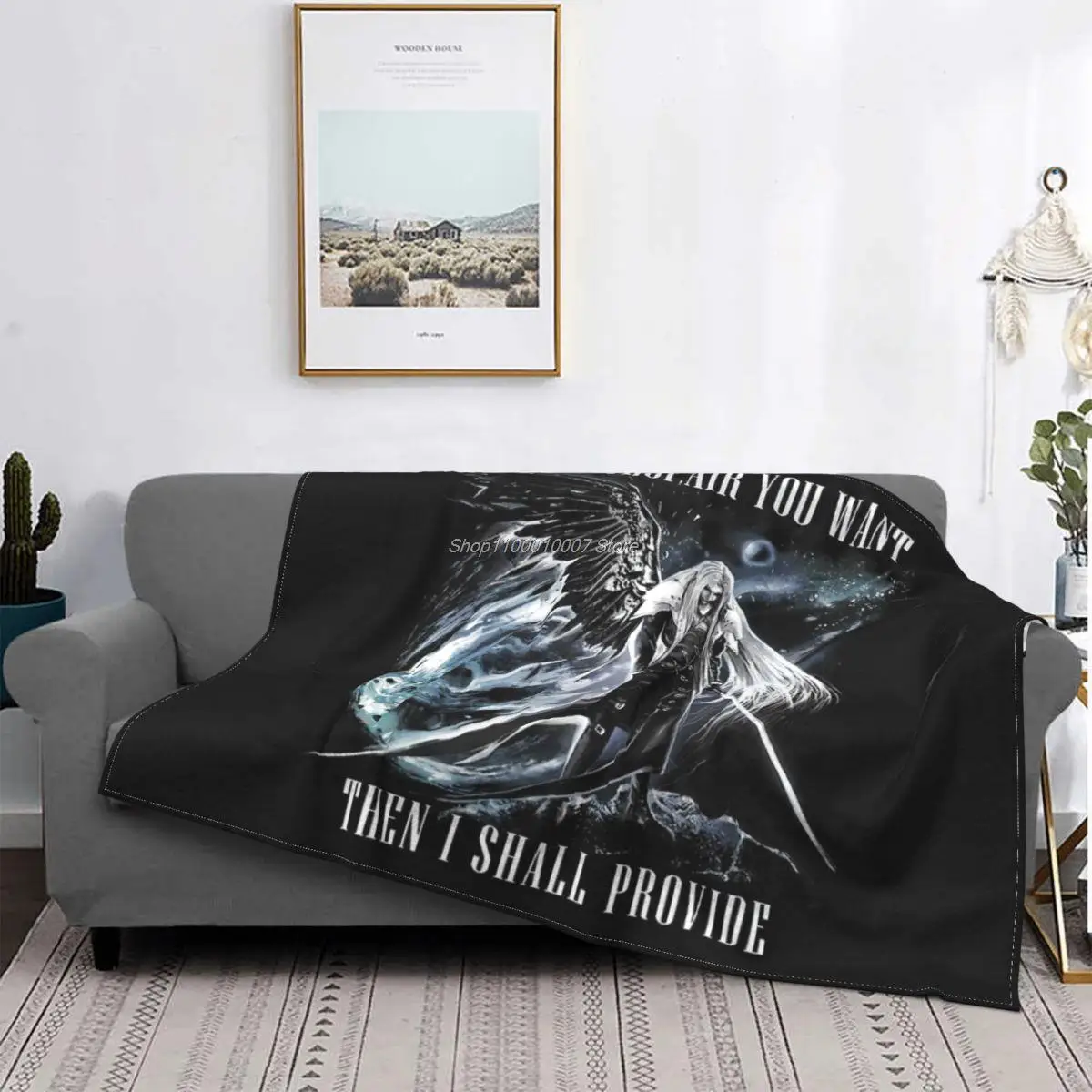 

Sephiroth Ff7 The One Winged Angel Blanket Bedspread Bed Plaid Rug Anime Plaid Blanket Hoodie Bedspreads For Beds