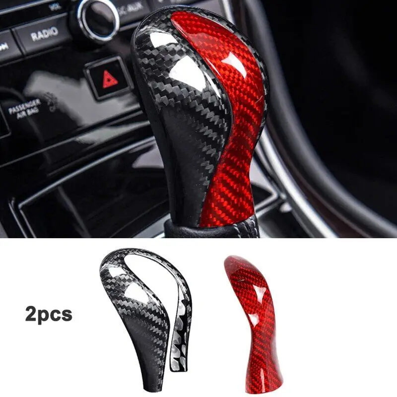 

2PCS Real Carbon Fiber Gear Shift Knob Cover Trim for Infiniti Q50 2014-17