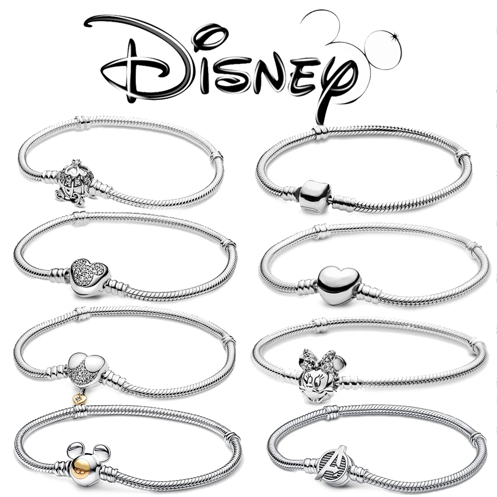 2024 Disney New S925 Sterling Silver Mickey Minnie Bracelet Charm Suitable For Original 925 Diy Beads Women Jewelry