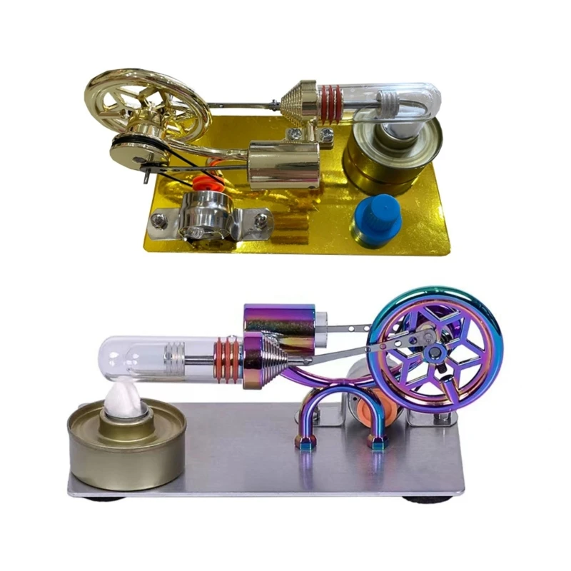 

Low Temperature Stirling Engine Assembled Electricity Generator Heat Experiment Generator Model with Flywheel Designs