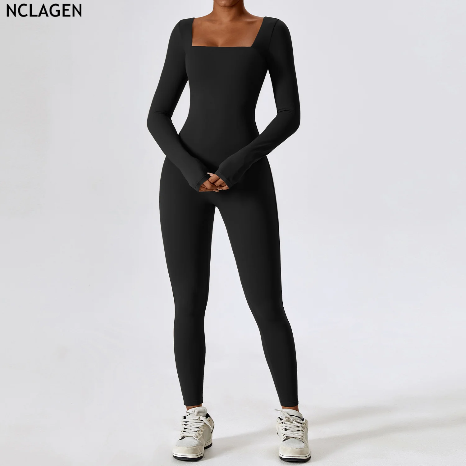 

Комбинезон NCLAGEN для осени и зимы, облегающий костюм для йоги с длинным рукавом, Женский Быстросохнущий дышащий спортивный костюм для фитнеса и тренировок