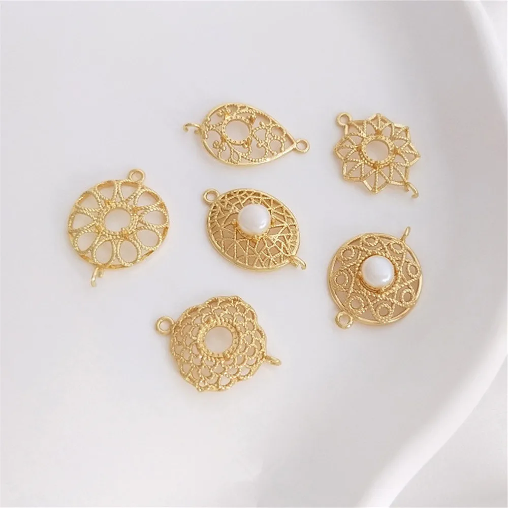 

14K Gold Filled Plated Lace lace circle eight star double hanging DIY bracelet earring accessories