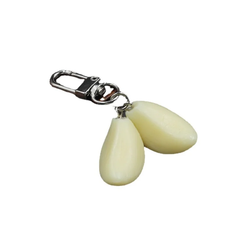 

Bag Garlic Keychain High Quality Car Key Chain Cute Simulated Food Pendant Figure Keyring 2 Colors Mix 24pcs/lot wholesale