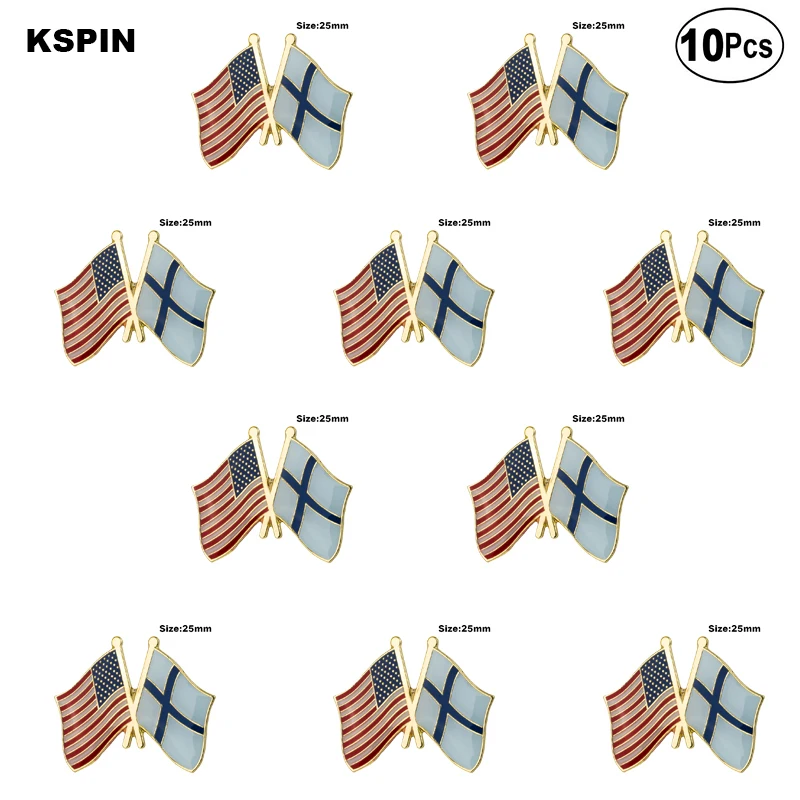 

U.S.A.& Finland Lapel Pin Flag badge Brooch Pins Badges 10Pcs a Lot