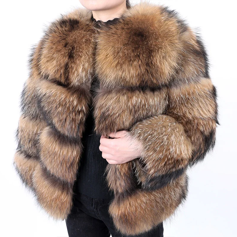 Real Raccoon Silver Fox Fur Coat Luxury Top Women Natural Winter FurJacket Thick Warm Clothes Big Size Streetwear Hot Sale enlarge