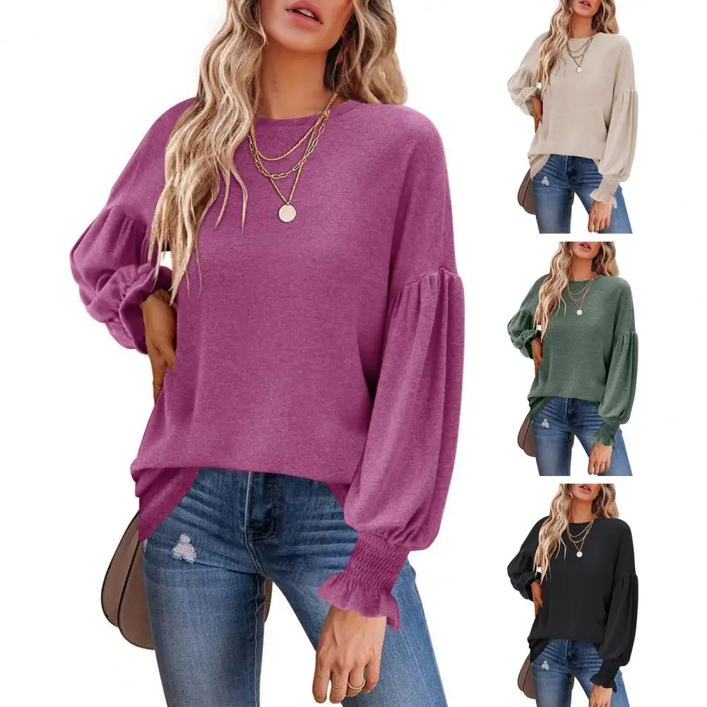 

Модный женский пуловер, эластичный пуловер, топ со складками, однотонный пуловер, свитшот для повседневного ношения