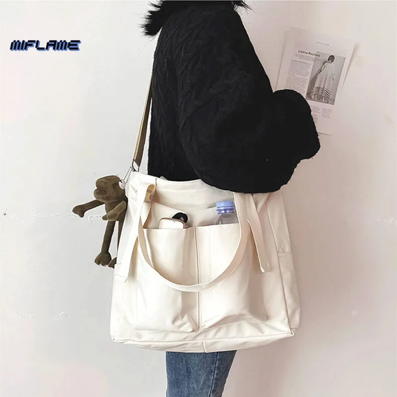 

Сумка-шоппер Женская на молнии, простая модная нейлоновая Водонепроницаемая однотонная вместительная сумочка-тоут через плечо, саквояж на ...