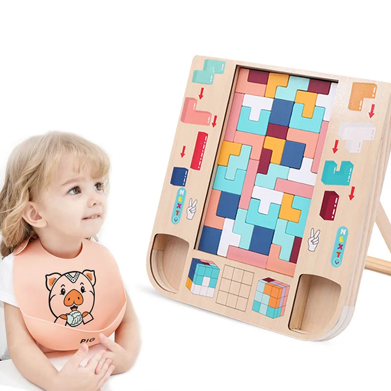 

Multifunction Colorful 3D Puzzle Wooden Game Board Tangram Math Toys Cube Game Children Shapes Puzzle Educational Toy for Kids