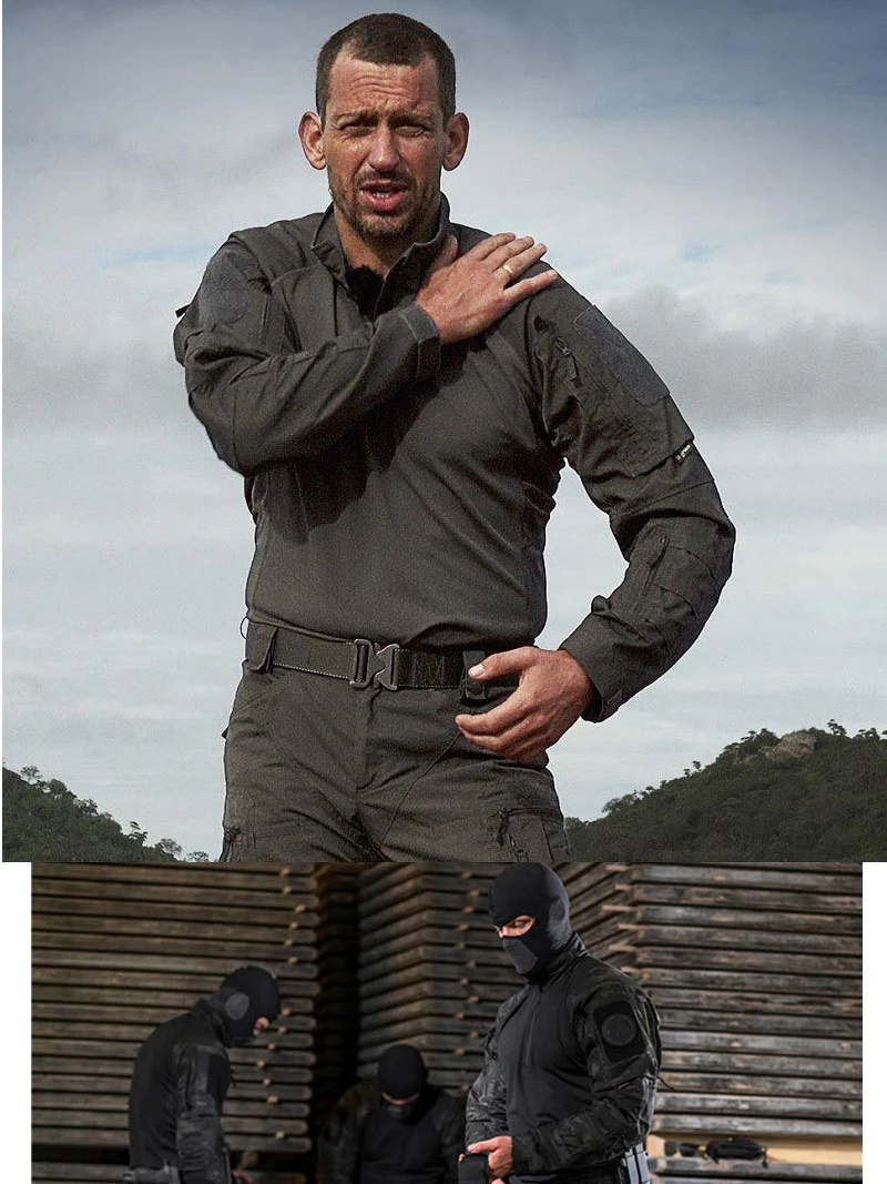 Men's Outdoor Tactical Training Suit Camo light Combat Suit Men's Hunting Multi Pocket Pullover Hiking Camping Coat