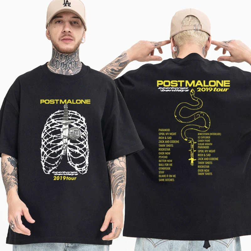 

Post Malone Beerbongs Bentleys Tour 2019 T-Shirt for Men Women 90s Vintage Hip Hop Short Sleeve New Fashion Unisex T-shirts Tops