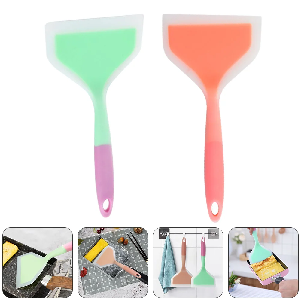 

2 Pcs Silicone Fish Home Spatula Spoons Cooking Mini Scoop Pizza Kitchen