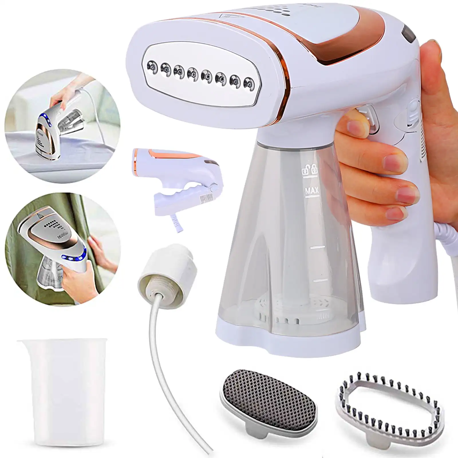 

1600W Extreme Steam Hand Held Fabric Steamer with Heat ，Garment Steamer 2in1 Portable Steamer for Clothes Fabric Vertical Hori