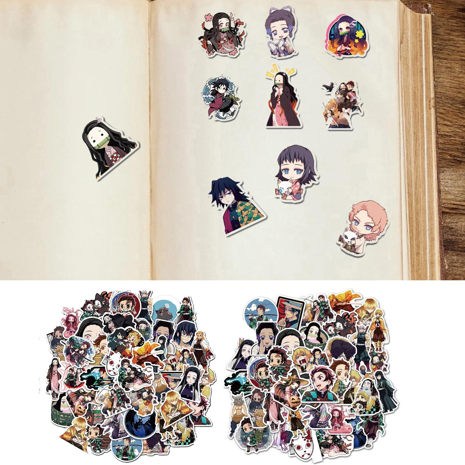 

50/100pcs/set Kimetsu No Yaiba Anime Cartoon Sticker For Laptop Luggage Bicycle Car Skateboard Computer Waterproof Decal Toys