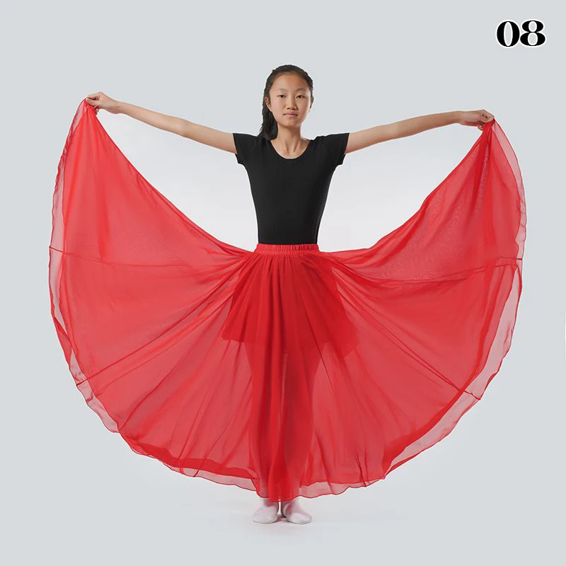 Детские классические танцевальные юбки для девочек струящаяся шифоновая