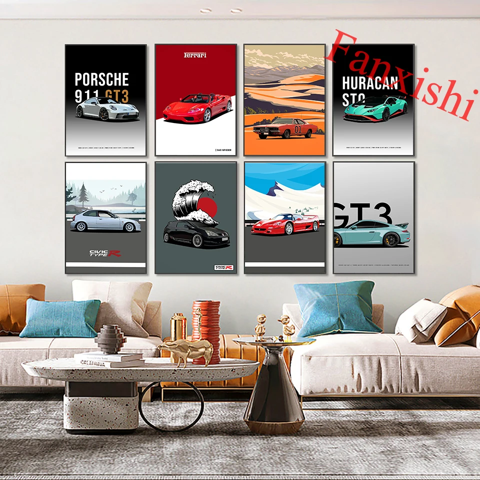 

Porsche 911 GT3 Red Car Poster Modern Wall Art Canvas Painting Hd Prints Modular Pictures Home Living Room Decor Unique Gift