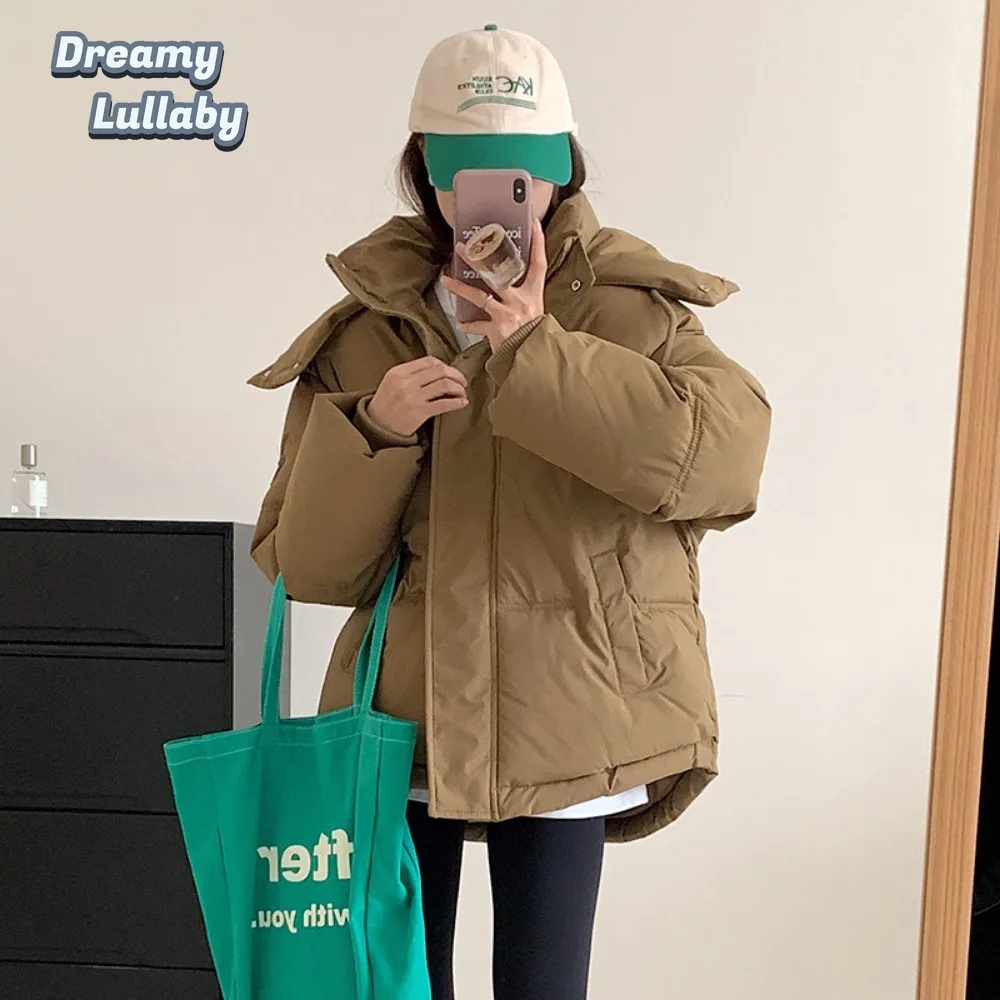 

DreamLullaby Hooded Parkas Women Design Short Style Parka Streetwear Harajuku Zipper Thicker Loose Winter Coats Teens Stylish