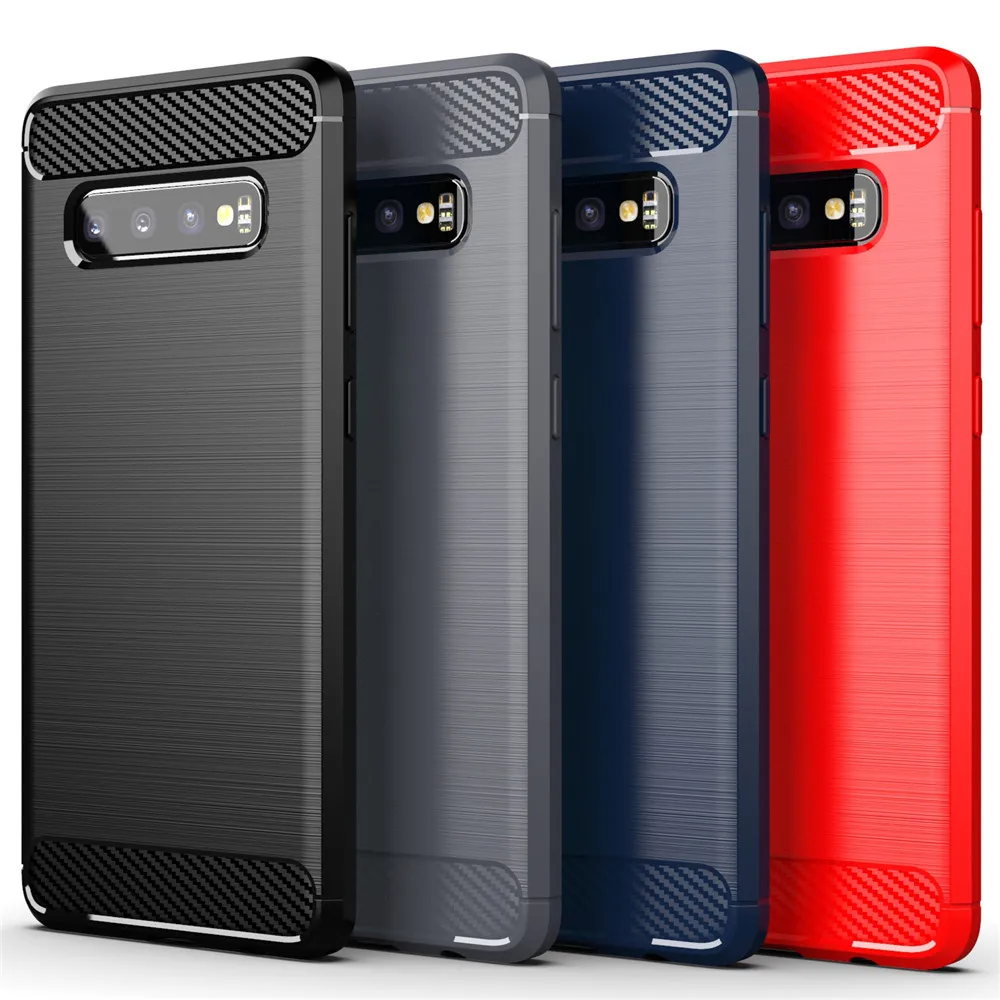 

Case For Samsung Galaxy S 10 S10 Plus Carbon Fiber Skin Silicone TPU Back Cover For Samsung S10 5G S10E S10Plus Cover Protector