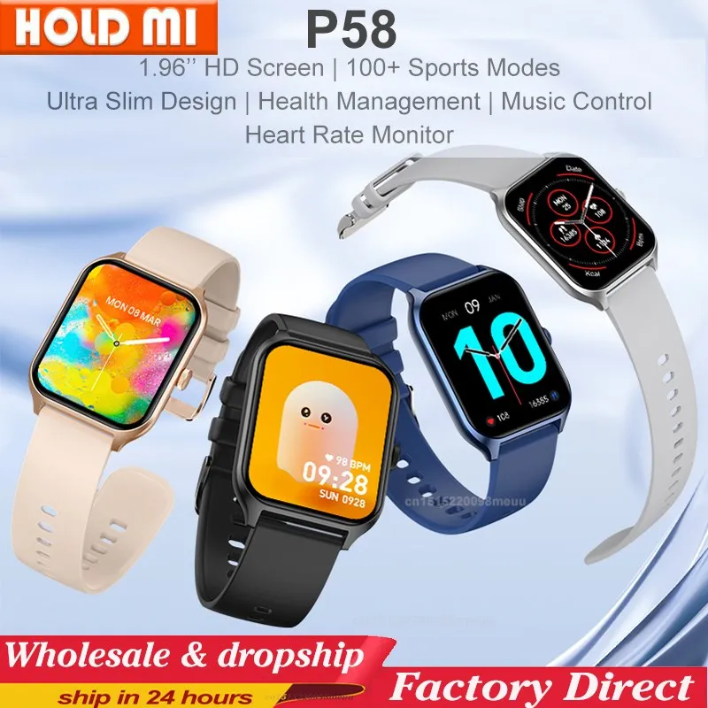 

P58 Men Smart Watch Bluetooth Call 100 Sports Wristwatch Women Heart Rate Blood Pressure Blood Oxygen Health Da Fit Smartwatch