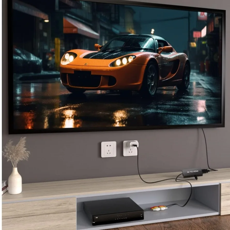 Фото Кабель-переходник, совместимый с RCA в HDMI, адаптер 1080P, совместимый с AV-HDMI для PS1/2/3 STB Xbox VHS VCR, DVD-плеер с синим радиусом №5