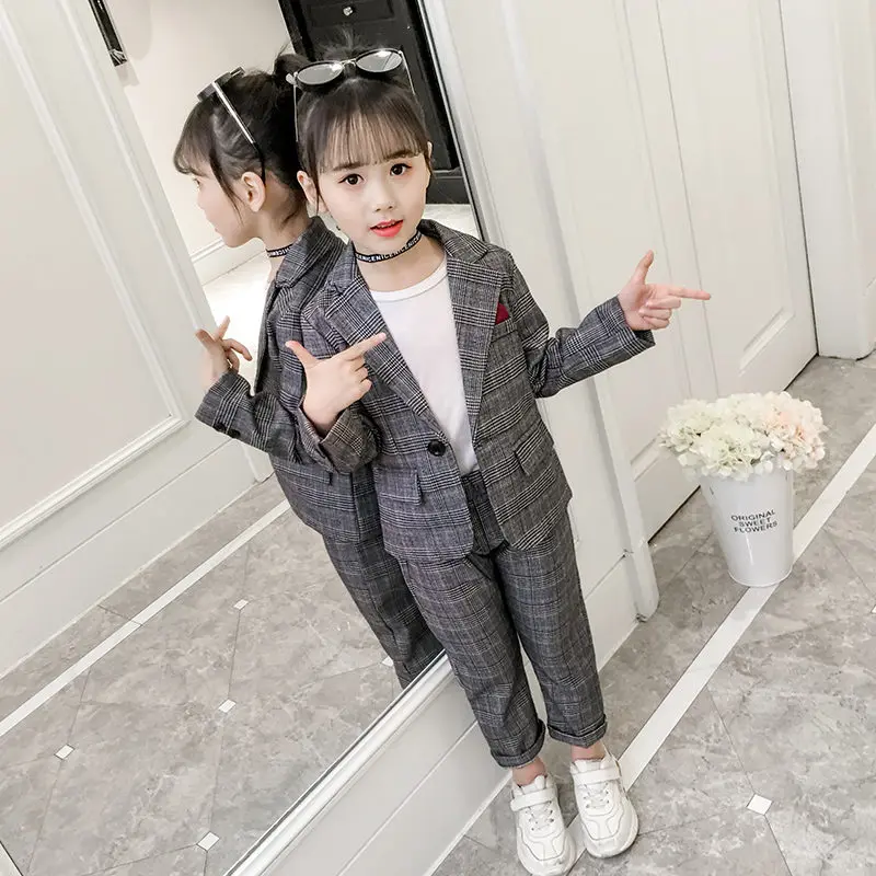 Girls School Clothes Plaid Pattern Teenage Girls Clothing Casual Clothes For Girls Blazer Kids Girls Clothes Set 6 8 10 12 Years