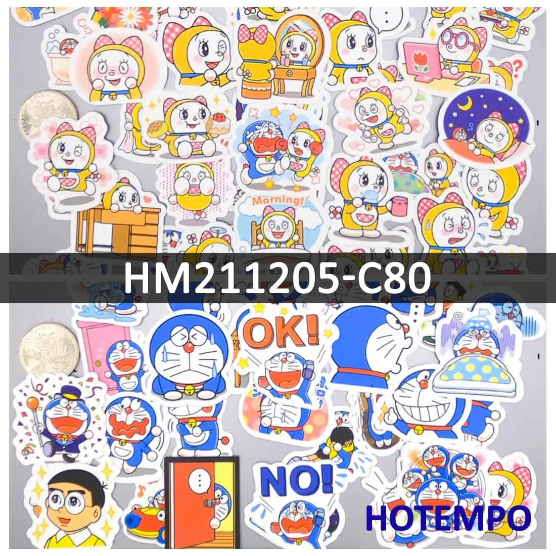 

40/80PCS Doraemon Dorami Anime Stickers Cute Robot Cat Cartoon Decals for Kids Scrapbook Journal Stationery Laptop Phone Sticker