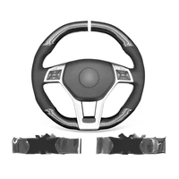 diy custom black suede pu carbon fiber car steering wheel cover warp for benz c63 c117 c218 r
