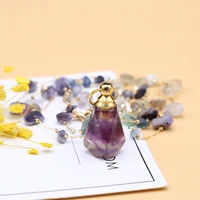 natural stone perfume bottle pendant necklace fluorite bottle long chip stone chain for party birthday gift 23x33mm