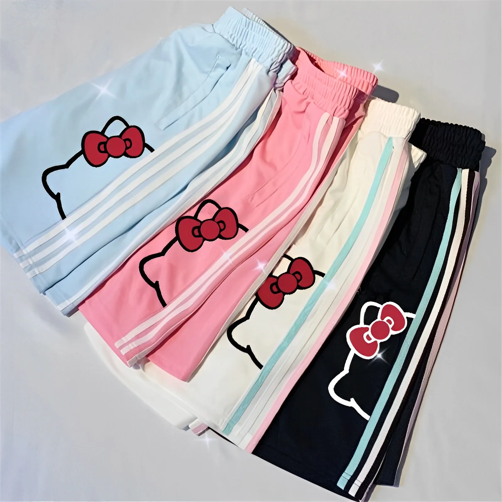 

Sanrio Kawaii Hello Kitty мультяшный принт спортивные шорты летние милые девушки Y2K сто высокой талией пятиконечные Брюки Подарки для девочек