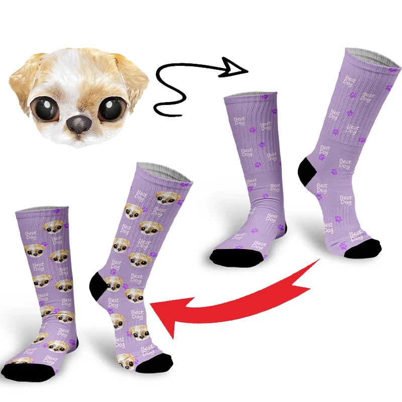 New Custom Pet Dog Face Socks 3D Printing The Best Dog Harajuku Fashion Cotton Stockings Children and Adults Multi Style Neutral