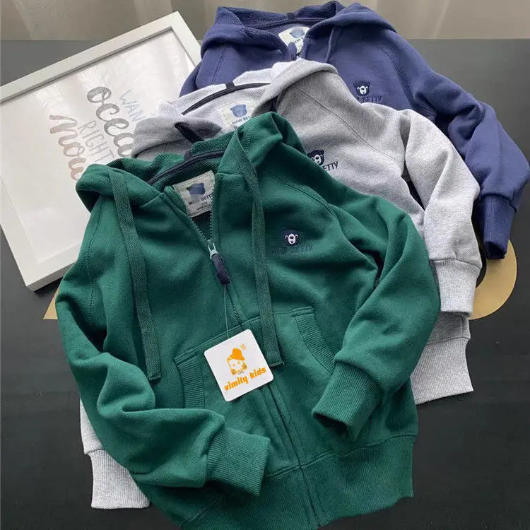 

Boys' Spring and Autumn Coat 2023 New Autumn and Winter Sports Top Zip-up Shirt Children's Hoodie