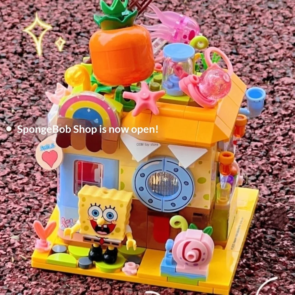 Фото Конструктор AREAX SpongeBob Bikini Bottom из АБС-пластика, 4 стиля: Патрик, Сквидвард, Крабс, мини-домик, настольный, премиум-класс, коллекционный подарок №5