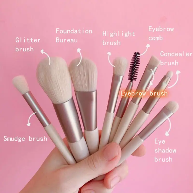 

8pcs Portable Makeup Brushes+Bag Set Face Eye Lip Eyeshadow Eyebrow Comb Eyelash Spoolies Foundation Powder Brush ToolCosmetics