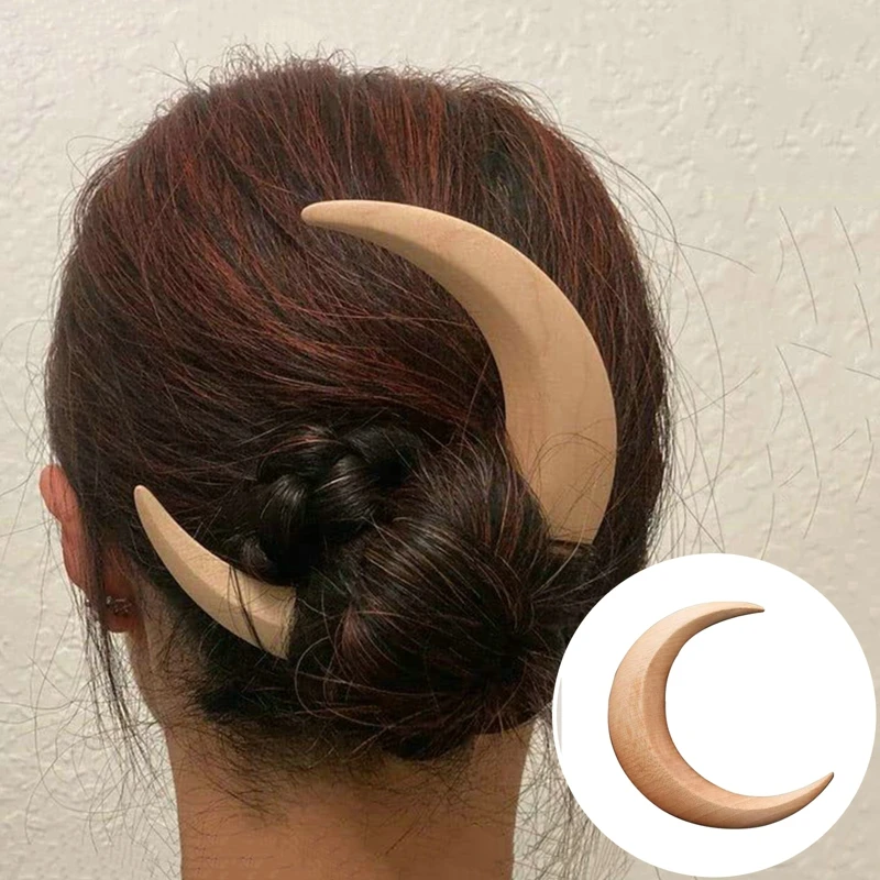 

Женская Ручная резная однотонная заколка для волос элегантная простая деревянная Лунная шпилька 2022 модные аксессуары для волос женские за...