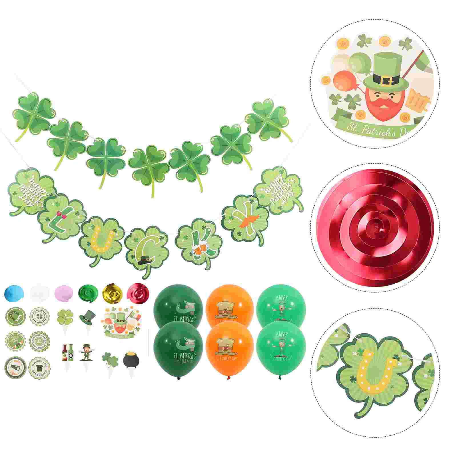 

Party Day Patrick Banner St Patricks Shamrock Decoration Hanging Swirl Green Lucky Supplies Garland Dessert S Ornaments Cupcake