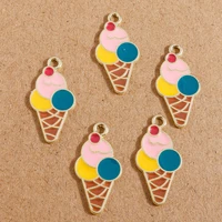 10pcs 13x25mm cute enamel summer ice cream charms pendants for diy jewelry making necklaces earrings bracelets crafts supplies