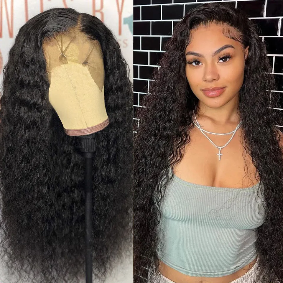 Kıvırcık dantel ön İnsan saç peruk kadınlar için 30 inç HD şeffaf Remy brezilyalı saç ıslak ve dalgalı 13x4 derin dalga Frontal peruk
