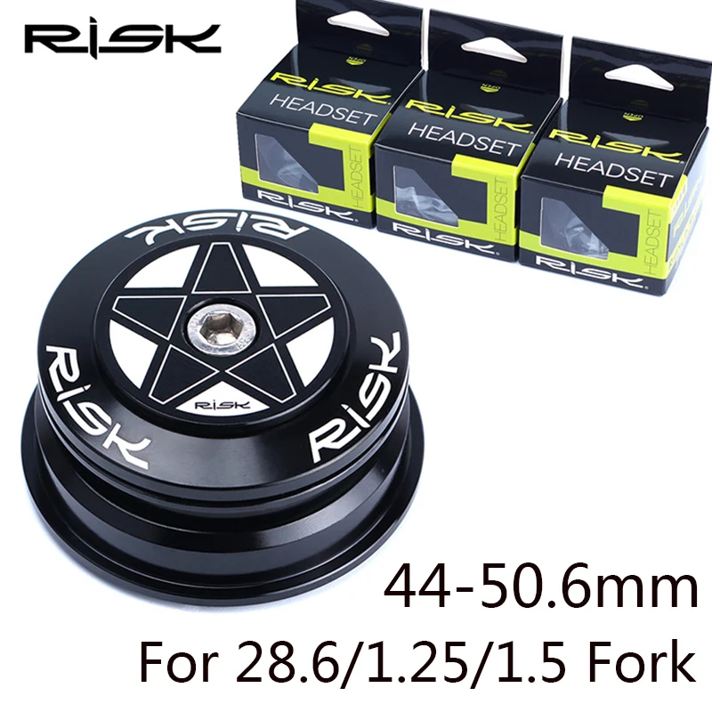

Risk Aluminum 2 DH-506 Bearing 44-50.6mm MTB Bicycle Headse Road Bike Headpart 28.6 Straight Fork For 1.25/1.5 Taper Pipe Fork