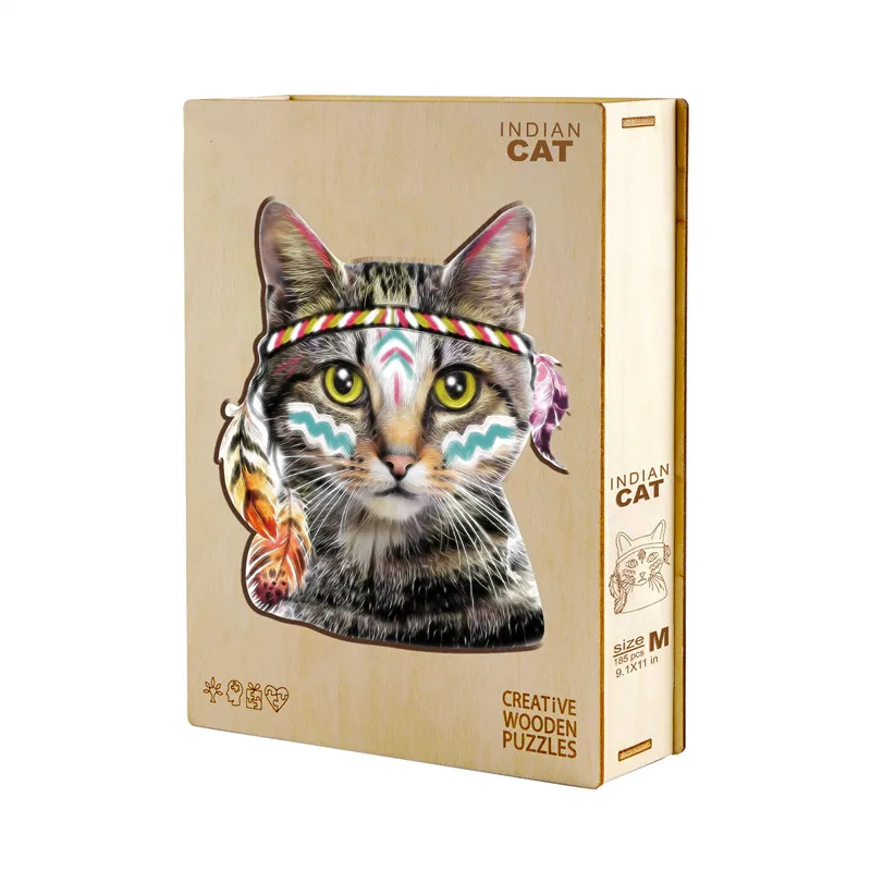 

Adult Wooden Animal Jigsaw Puzzle Indian Cat Dog Rainbow Wooden Puzzle For Kid Pet Lover DIY Interactive Game Children Wood Toys