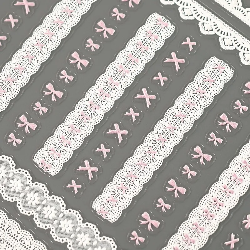 1 милые жемчужные кружевные наклейки для ногтей с бантом сердце любви розовый