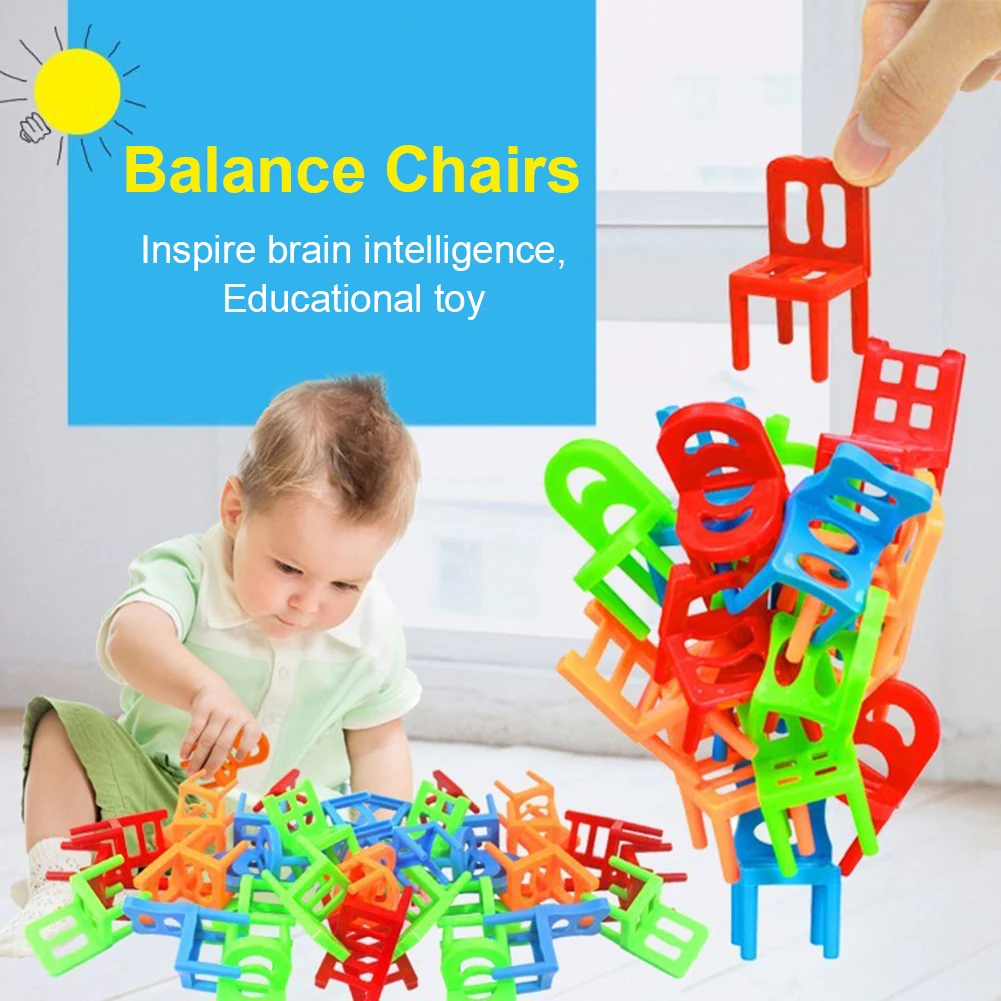 

1 Set Balance Chairs Board Game Kids Educational Toy Puzzle Stacking Chairs Parent-Child Interaction Toy Plastic Balance Blocks