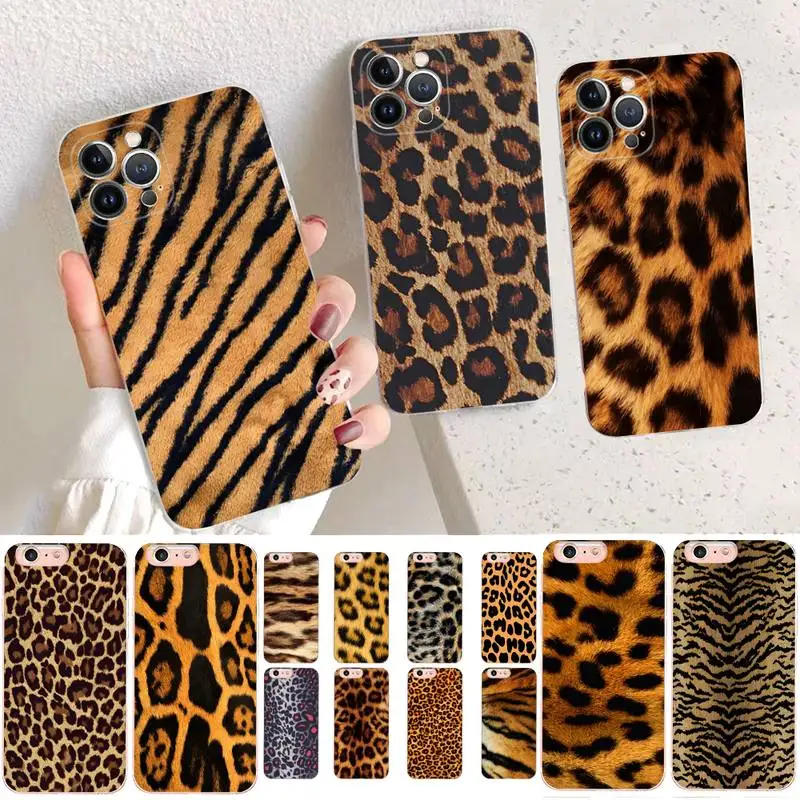 

YNDFCNB Tiger Leopard Print Phone Case For iPhone 14 11 12 13 Mini Pro XS Max Cover 6 7 8 Plus X XR SE 2020 Funda Shell