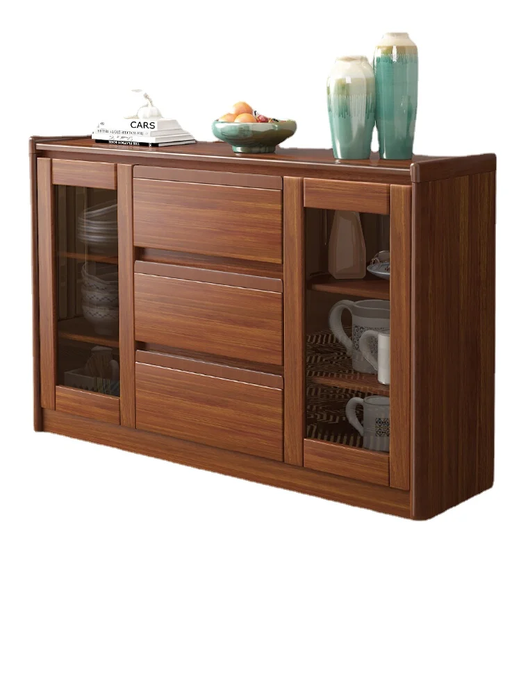 

XL Wine Cabinet Household Kitchen Storage Cabinet Tea Cabinet Solid Wood Frame Living Room Wall Cupboard