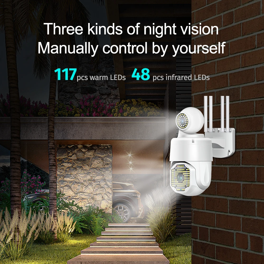 Цена 5-мегапиксельная PTZ Wi-Fi камера с двойным изображением, наружная IP-камера безопасности с автоматическим слежением, 50-кратное увеличение, датч...