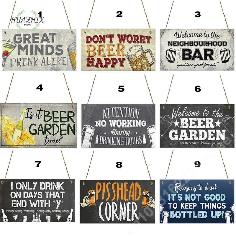 

12 Styles Bar Door Wooden Sign Plaques Accessory Living Room Decor In Garden Courtyard Cafe Retro Hanging Pub Signs Decorative