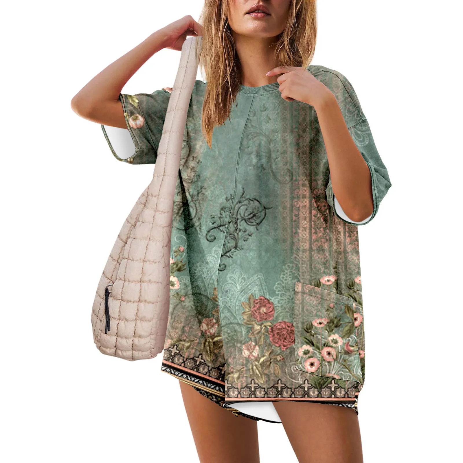 Модные свободные пляжные комбинезоны с короткими рукавами для женщин лето 2024