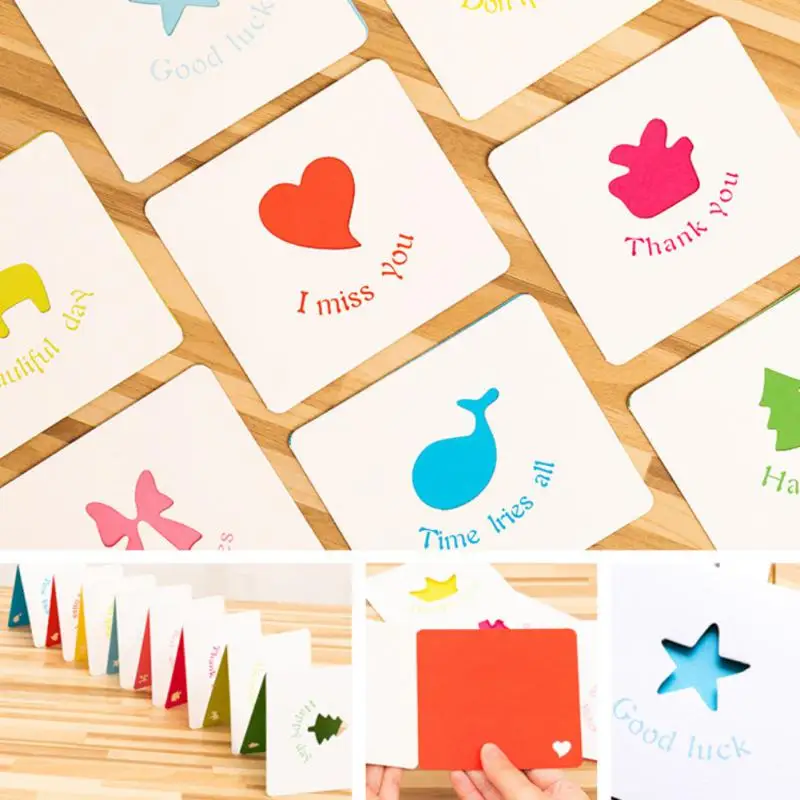 

8 Styles Creative Greeting Card Birthday Wedding Festive Party Teacher's Day Blank Inside PostCard Gift Card Decoration