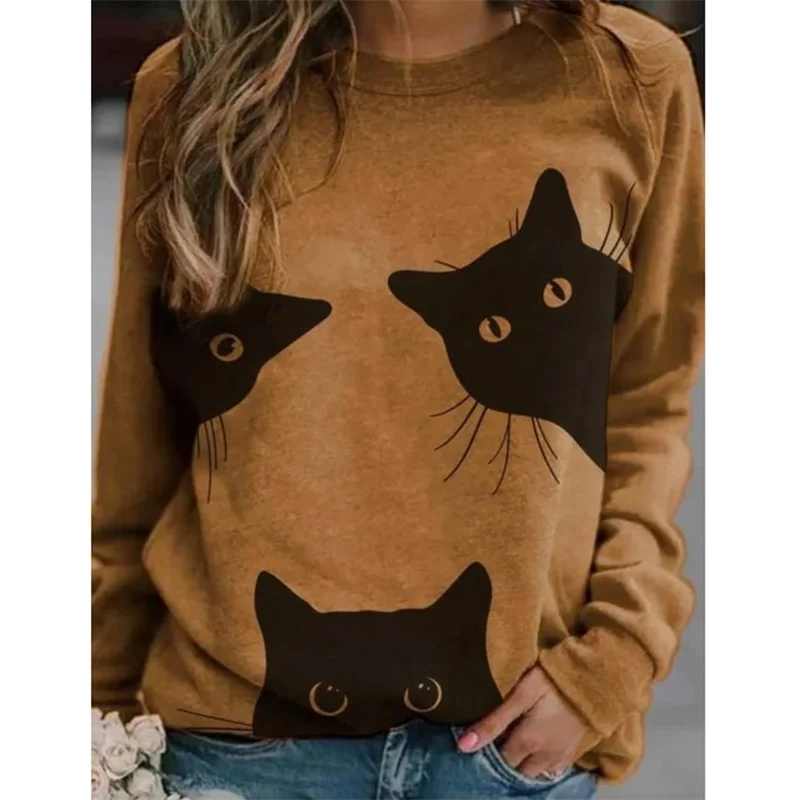 

Summer and Autumn 2022 New Women's Raglan Long Sleeve Fashion Pullover 3D Animal Horse Digital Printing Round Neck Sweater