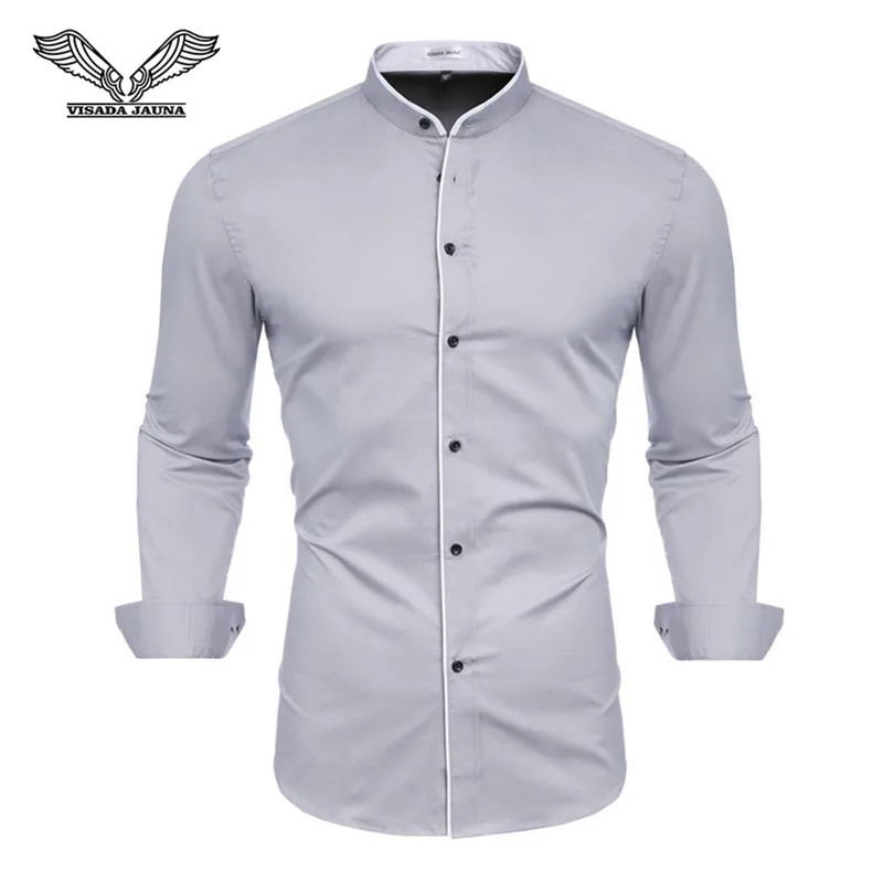 VISADA JUANA 2022 Men's Business Dress Shirts Spring Autumn Long Sleeved Male Formal Button-Down Shirt Fashion Casual Clothing