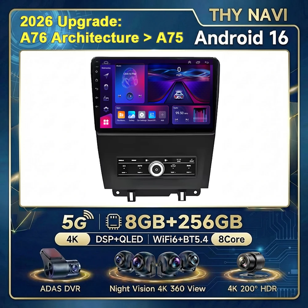 Фото Автомагнитола с GPS на Android 16 для Ford Mustang V S-197 2009-2014, стереосистема без DVD, QLED экран, 2DIN №1