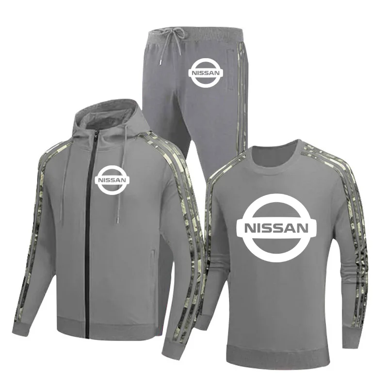 

Casual Men's jackets Nissan car Logo printing high quality cotton trend Cotton Men's jacket + sweater + pants three-piece suit
